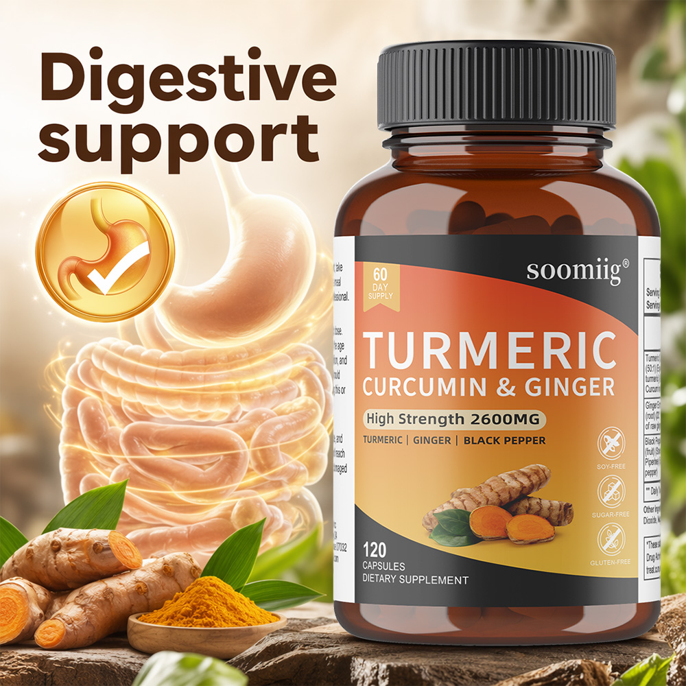 Turmeric Curcumin Capsule - Turmeric Ginger & Black Pepper Capsules,